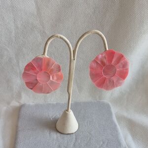 Pink Floral Clip On Earrings